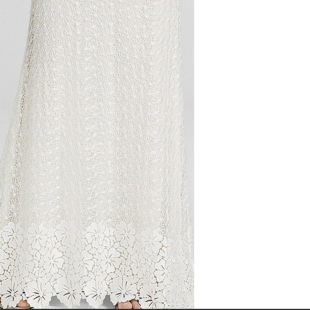 Alice + Olivia Women's Skirt White Trumpet Floral-Print Lace bias Size 2 - Picture 4 of 6